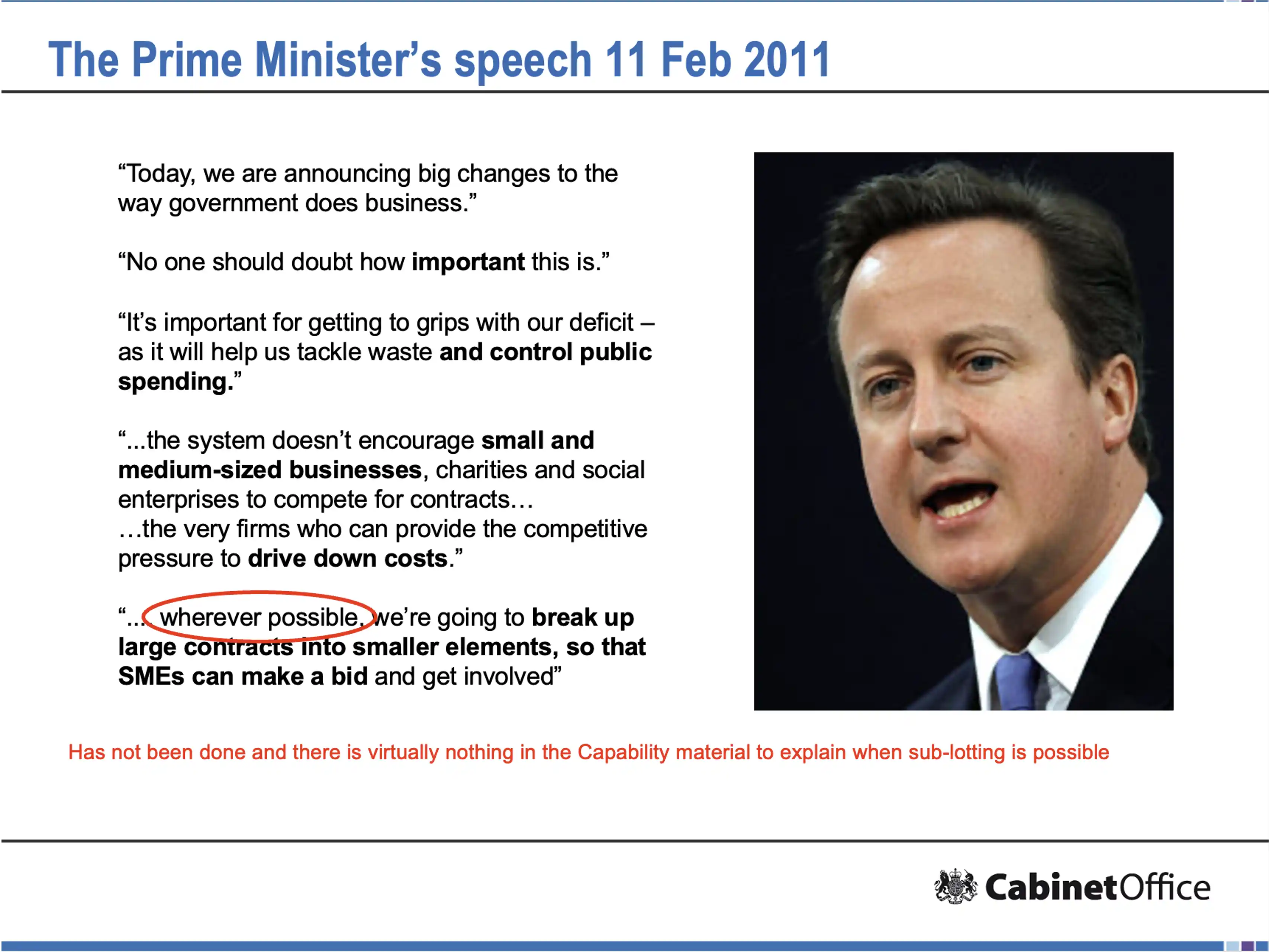 Slide: the Prime Minister’s speech