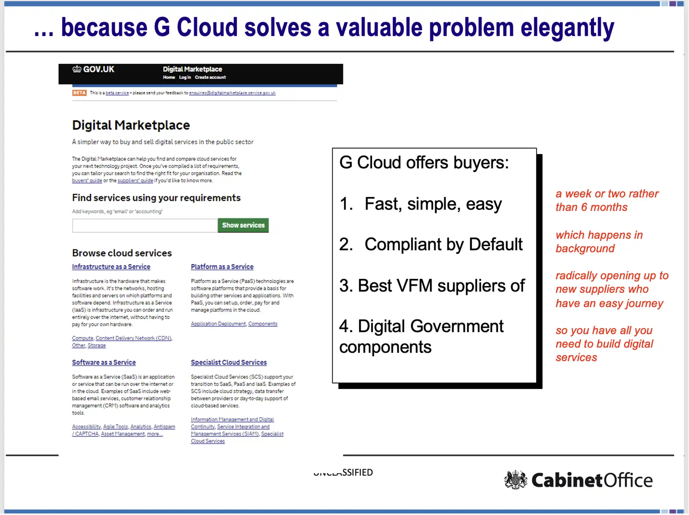 Slide: because G Cloud solves a valuable problem elegantly